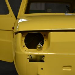 Professional  restoration of your Fiat 126 A P Brown Black Silver Red Personal 4 BIS body with sandblasting welding and painting